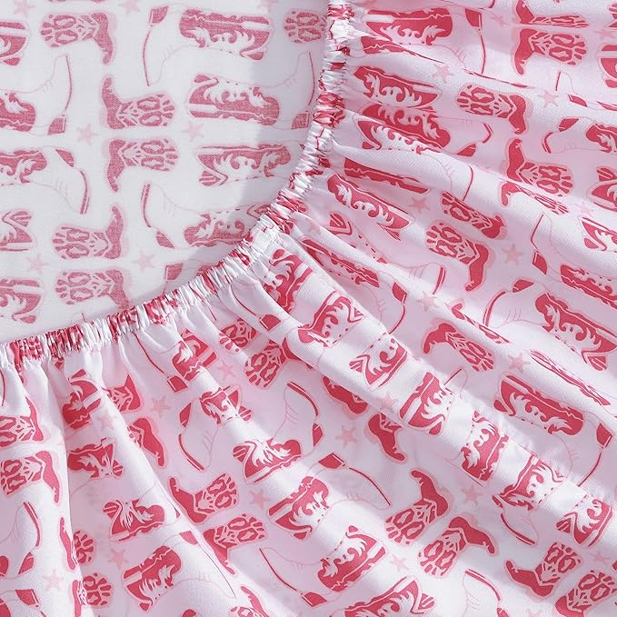 Wrangler - Twin Bed Sheets, Ultra-Soft & Lightweight Bedding with Matching Pillowcase, Lightweight Bed Set for All Season Comfort, Oeko-Tex Certified (Knockin Boots Pink)