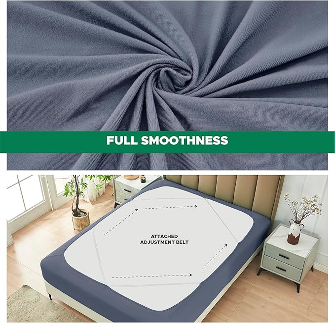 Biscaynebay Decorative Box Spring Cover King & Cal King Size, Dark Grey Luxurious Jersey Knitting Stretchy Wrap Around 4 Sides Bed Skirt for Home/Hotels, Easy Fit Wrinkle & Fade Free Machine Washable