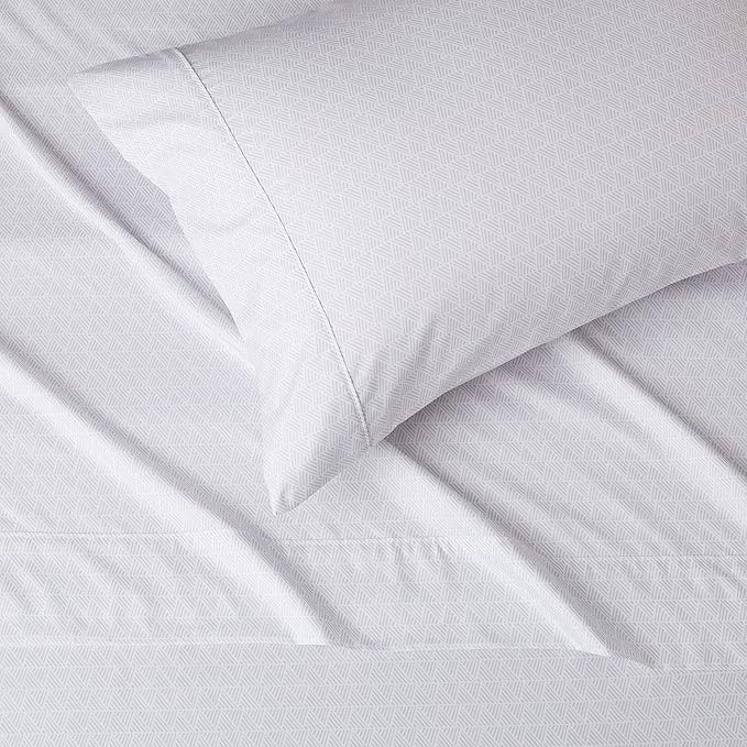 Amazon Basics Lightweight Super Soft Easy Care 3 Piece Microfiber Bed Sheet Set with 14-Inches Deep Pockets - Twin XL, Gray Crosshatch