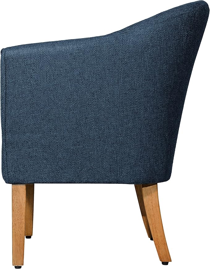 HomePop Barrel Shaped Accent Chair,Arm Rest, WOOD AND POLYESTER,Blue Medium