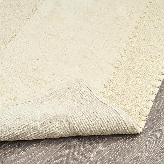 Laura Ashley Ruffle Border 100% Cotton Bath Rug, Yellow, 20"x 34"