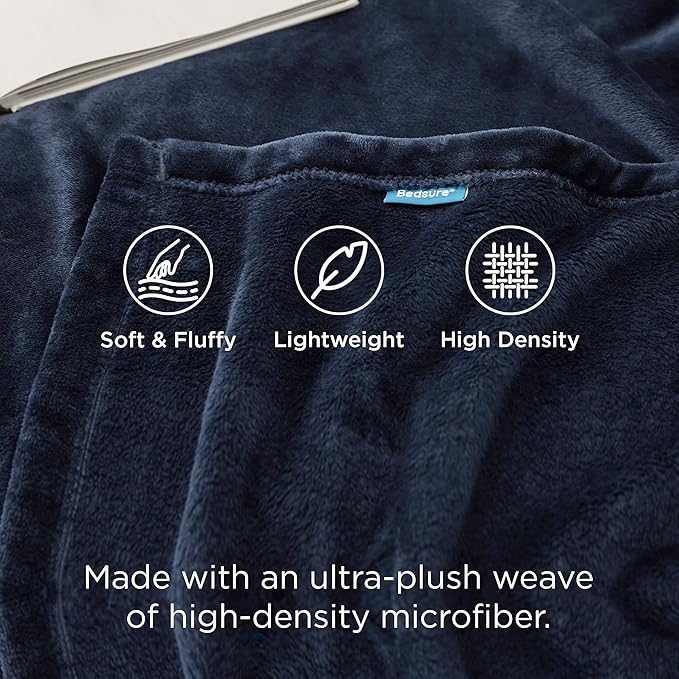 Bedsure GentleSoft Fleece Bed Blankets Full Size Navy - Soft Lightweight Plush Fuzzy Cozy Luxury Blanket Microfiber, 84x90 inches