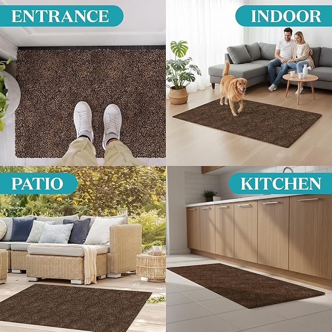 Premium Microfiber Indoor Door Mat – 36"x72" Washable Entry Mat, Non-Slip, Waterproof Backing, Super Absorbent, Low Profile Entryway Doormat for Indoor Entrance