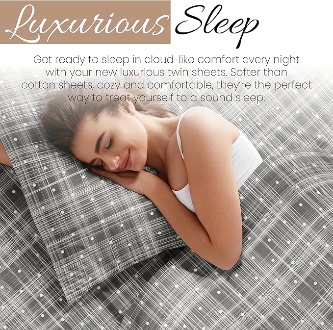 Linen Market Double-Brushed Patterned Microfiber Twin Sheet Set 3 Piece – Oeko-TEX Certified Ultra Soft & Wrinkle-Free - 16" Deep Pocket Sheets - Easy Care Twin Size - Polka Dot Gray