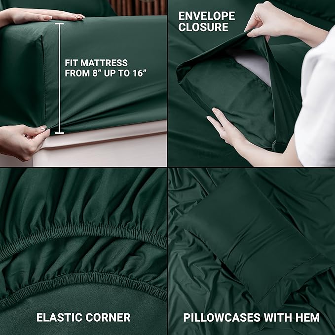 Utopia Bedding Twin Bed Sheets Set - 3 Piece Bedding - Brushed Microfiber - Shrinkage and Fade Resistant - Easy Care (Emerald Green)