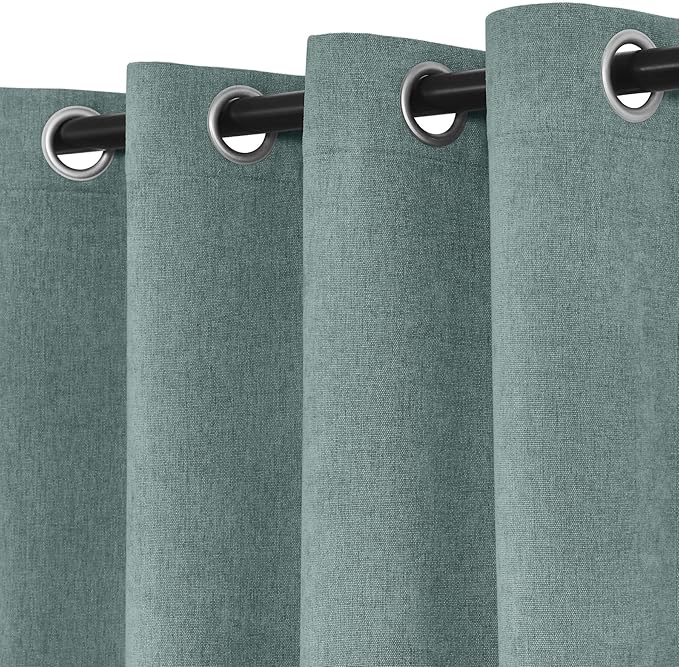 Macochico Extra Wide 100% Blackout Chenille Curtains 100" Wx102 L Thermal Curtains for Sliding Door Room Divider Living Room Bedroom Hotel Teal Blackout Curtains Grommet with Tieback 1 Panel