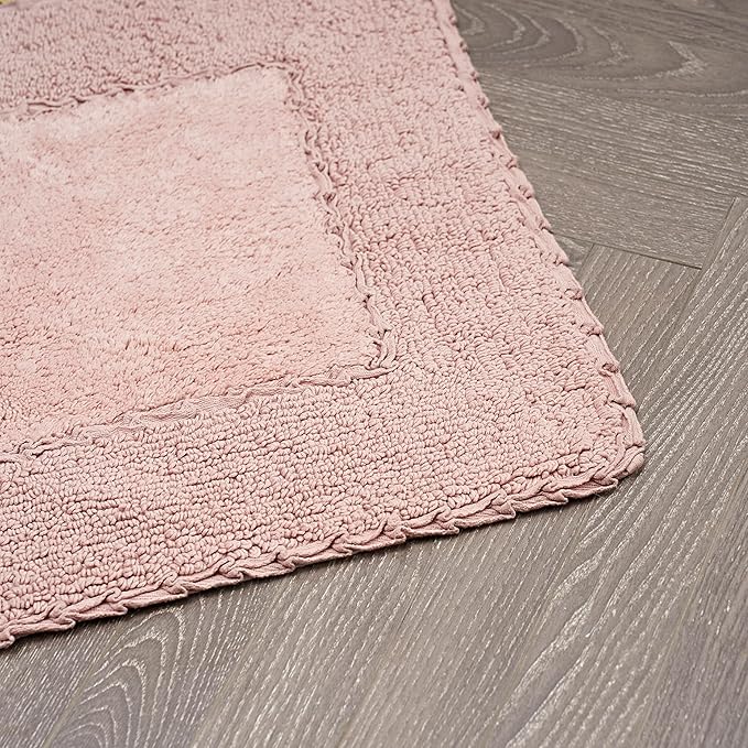 Laura Ashley Ruffle Border 100% Cotton Bath Rug, Blush Pink, 17"x 24"