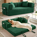 Boneless Couch Folding Couches for Living Room Sofa, Futon Sofa Bed with Sleeper Sofa, Futon Couch with Fixed-Shape Oversized Corduroy Upholstered (Green, 81 Inches)