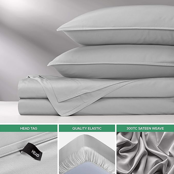Pure Bamboo Split King Sheets, Genuine 100% Organic Viscose Derived from Bamboo Bed Sheet Set, Soft & Cooling, Double Stitching, 2 Fitted Sheets (Split King, Silver Pearl)