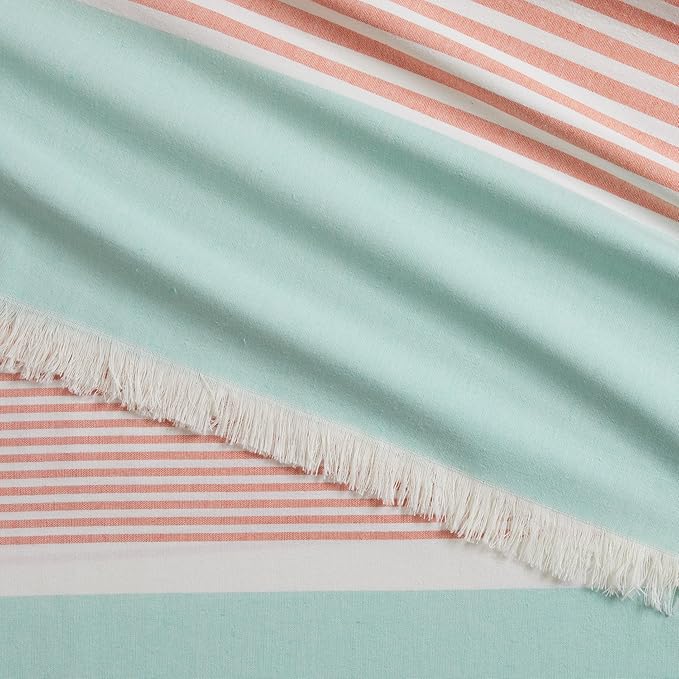 The Good Earth 4 Pack Oversized Turkish Beach Towel Set - 35" x 78" - Luxury Portuguese Cotton - Sand Resistant - Mint/Coral