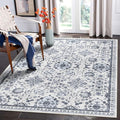 vivorug 8x10 Area Rugs, Stain Resistant Washable Rug for Living Room, Floral Rug Vintage Inspired (Ivory/Blue, 8'x10')
