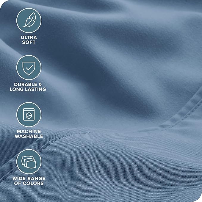 Bare Home Hotel Luxury Twin XL Sheet Set, Extra Soft, 4 Piece Set, Deep Pockets, Easy Fit, Cooling & Breathable, Wrinkle, Fade, Stain Resistant, Includes 2 Pillowcases (Twin XL, Coronet Blue)