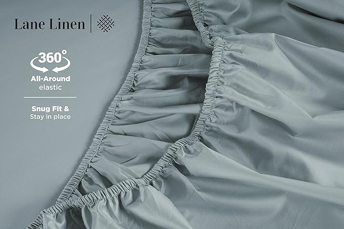 LANE LINEN 600 Thread Count 100% Cotton Sheets Twin XL Size - Machine wash Fully Elasticized Twin XL Size Sheets Set, Soft & Comfy Sateen Weave Bedding Sheets & Pillowcases Sets - French Blue