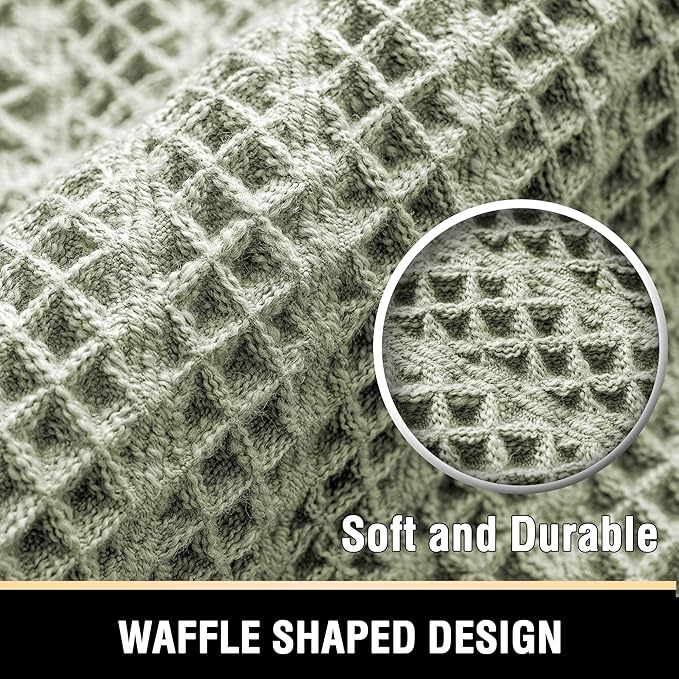 H.VERSAILTEX Waffle Bath Runner Rug Long Bath Mat Super Absorbent Boho Bath Rugs Non Slip Bath Runner for Bathroom Floor Machine Washable Dry Fast Bathroom Rugs with Tassels, 24" x 72", Sage