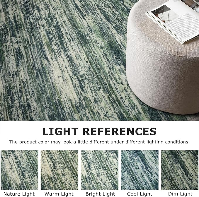 3x5 Modern Abstract Area Rug for Entryway, Dark Green Super Soft Washable Rug with Non-Slip, Low-Pile Door Mat Indoor for Living Room Bedroom, Carpet with Non-Shedding