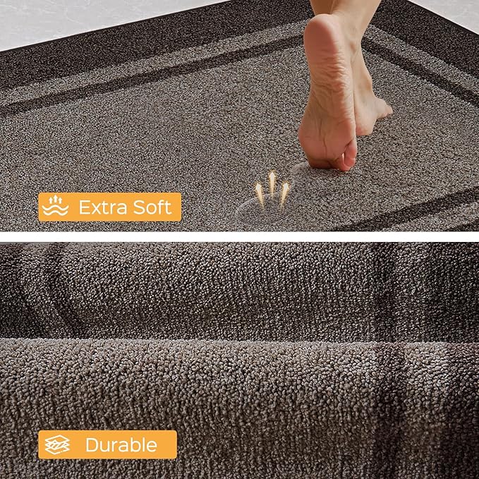 Kitchen Rugs 24" x 70", Non-Slip Machine Washable Kitchen Runner Rugs Floor Mats, Absorbent Comfort Standing Mats for Kitchen, Sink, Laundry and Hallway, Rolled Packaging, Grayish Brown & Coffee