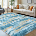 8x10 Rugs for Living Room, Soft Fluffy Blue Fuzzy Shag Large Area Rugs for Bedroom Boys Girls Kids Room Nursery Dorm Home Decor, Non-Slip Plush Shaggy Indoor Carpet