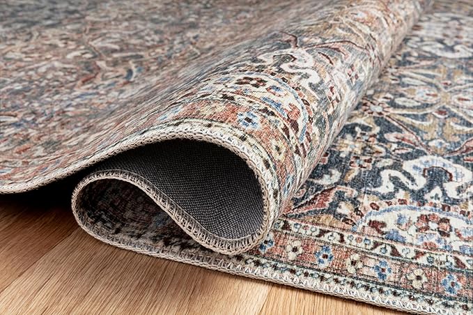 Loloi Chris Loves Julia Jules Collection JUL-06 Denim/Spice 2'-6'' x 7'-6'', .13" Pile Height, Runner Rug