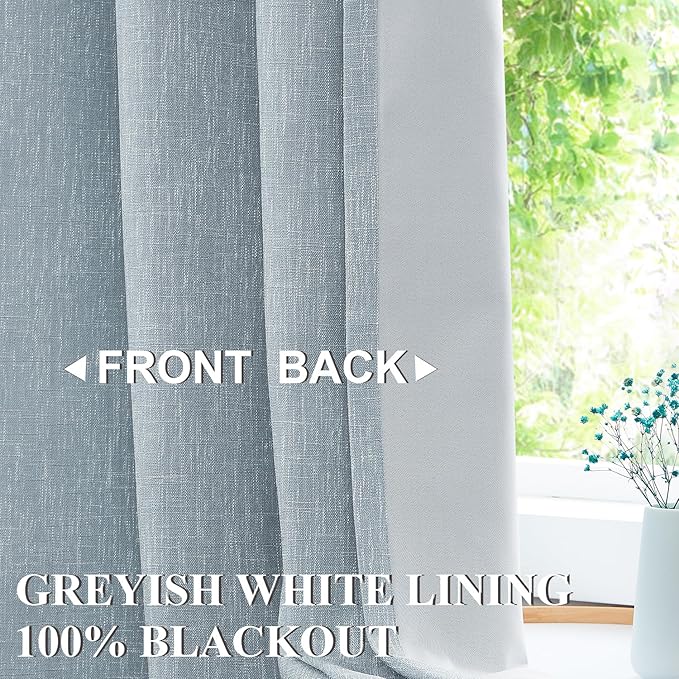 Vision Home Chambray Blue Full Blackout Curtains for Bedroom Living Room Darkening Window Treatment Panels Thermal Insulated Rod Pocket Back Tab Modern Soundproof Blue Drapes 2 Panels 50" Wx108 L