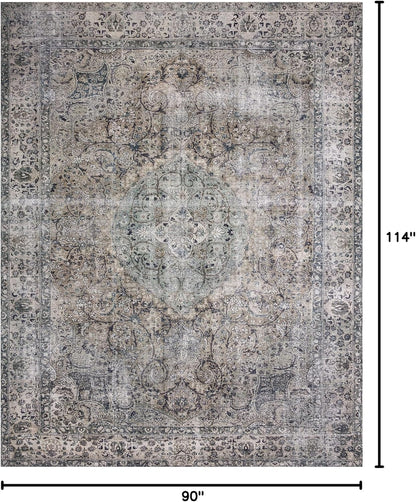 Loloi Layla Collection LAY-06 Taupe/Stone 7'-6" x 9'-6" .13" Thick Area Rug, Soft, Durable, Vintage Inspired, Distressed, Low Pile, Non-Shedding, Easy Clean, Printed, Living Room Rug