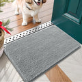 OLANLY Dog Door Mat for Muddy Paws 24x16, Absorbs Moisture and Dirt, Absorbent Non-Slip Washable Doormat, Quick Dry Chenille Mud Mat for Dogs, Entry Indoor Entryway Carpet for Inside Floor, Grey
