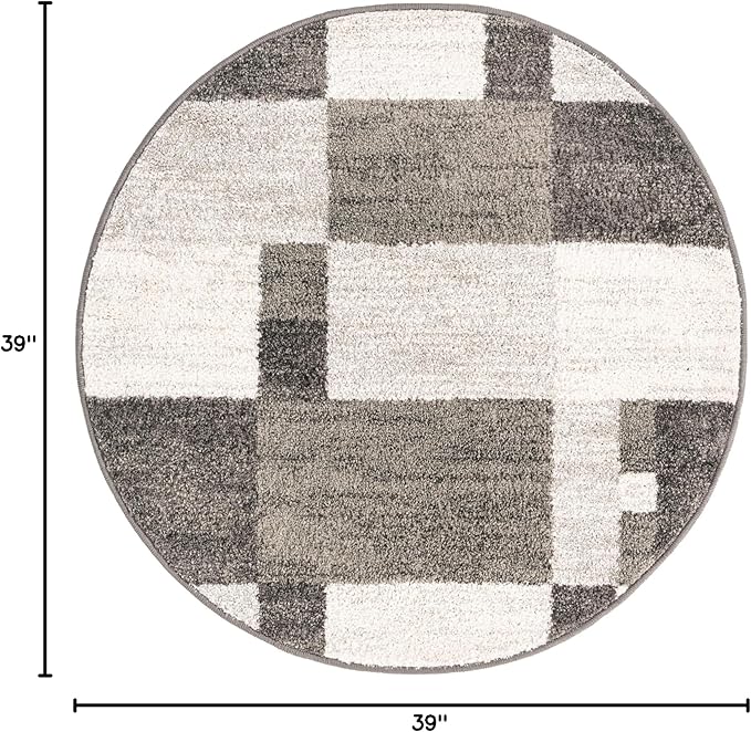 Unique Loom Autumn Collection Area Rug - Providence (3' 3" Round, Gray/ Ivory)