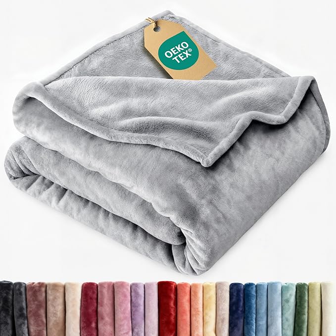 Ultra Soft Fleece Blanket Twin Size - Flannel Fleece Luxury Twin Blanket - Lightweight for Couch Bed Chair - Thick, Warm and Breathable - All Season Cozy Fuzzy, Anti-Static Microplush Bedding, Grey