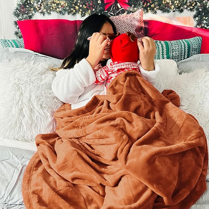 Bedsure GentleSoft Fleece Blankets Queen Size Mango - 280GSM Soft Lightweight Plush Cozy Blanket for Bed, Sofa, Couch, Travel, Camping