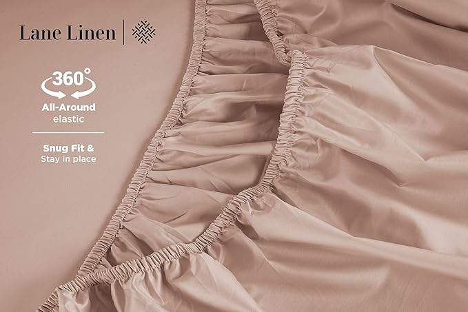 LANE LINEN Split King Sheet Sets for Adjustable Beds - 5 PCs, 600 Thread Count Split King Sheets Set - Sateen King Split Sheets for Adjustable Bed - Split Top King Sheets Set for Bed - Sepia Rose