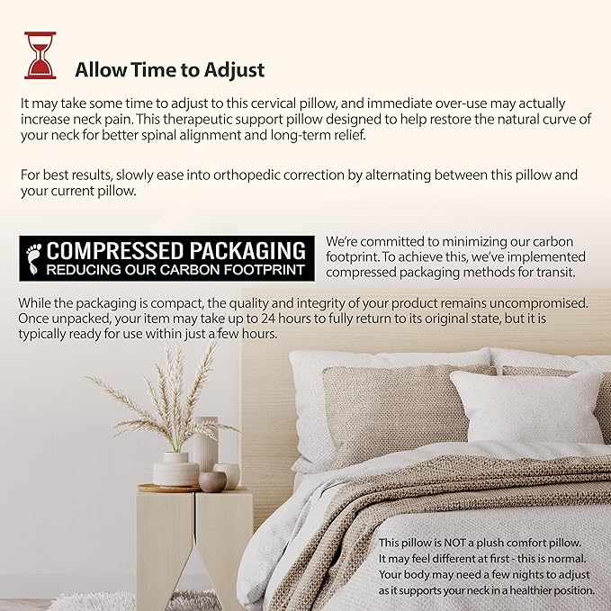 Core Products Tri-Core Cervical Support Pillow – Firm Orthopedic Neck Pillow for Pain Relief, Great Gift for Back and Side Sleepers – Ergonomic Contour Pillow – Assembled in USA, Full Size