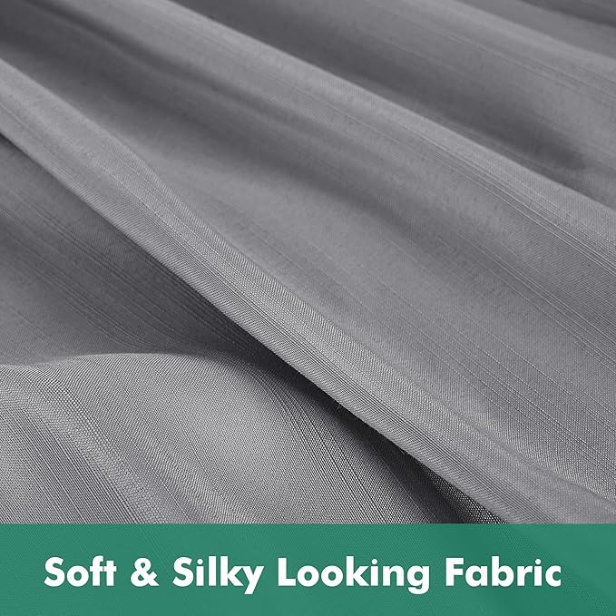 Biscaynebay Wrap Around Bed Skirts with Split Corners for Full Beds 15" Drop, Silver Grey Adjustable Elastic Dust Ruffles Easy Fit Wrinkle Resistant Silky Luxurious Fabric Machine Washable