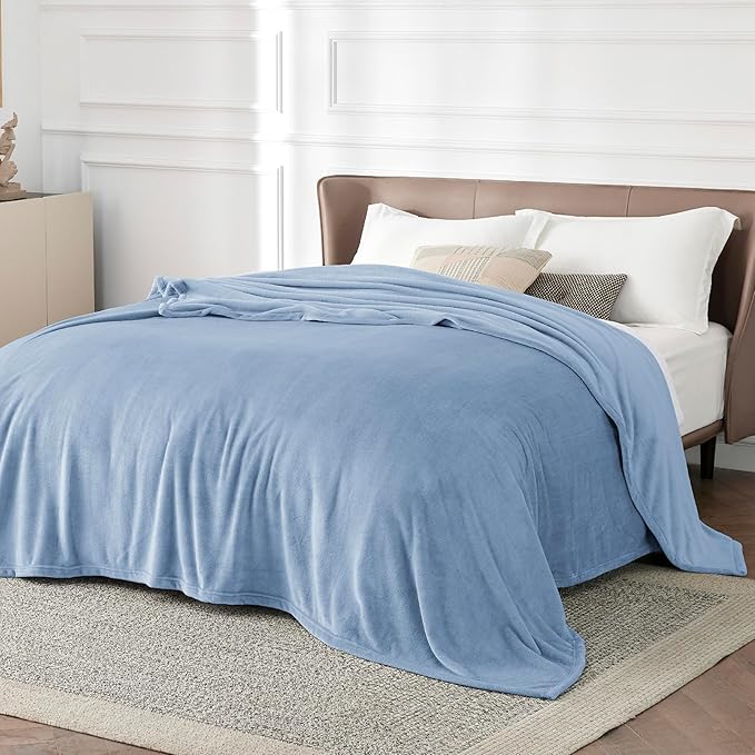 Bedsure GentleSoft Fleece King Size Blankets for Bed Light Blue - Soft Lightweight Plush Cozy Fuzzy Luxury Microfiber, 108x90 inches