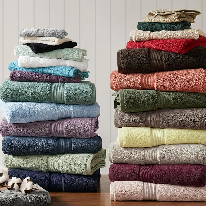 Madison Park 800GSM Bathroom Towel Set of 8 100% Cotton Bath Towel Set for Bathroom Luxurious Highly Absorbent 2 Bath Towels 2 Hand Towels 4 Washcloths Quick Dry Spa Quality Silver