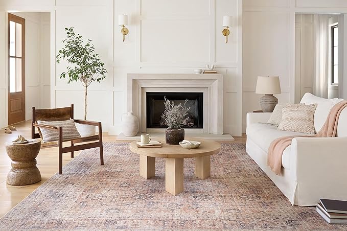 Loloi Skye Collection SKY-01 Blush/Grey 6'-0" x 6'-0" Round Area Rug