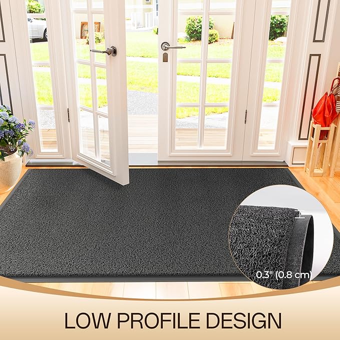 Amyracel Front Door Mat Indoor Outdoor Entrance, 24" x 48" All-Season Waterproof Doormat for Enterway, Heavy Duty Commercial Floor Mat, Fade Resistant, Rubber Back, Low Profile, Easy Clean
