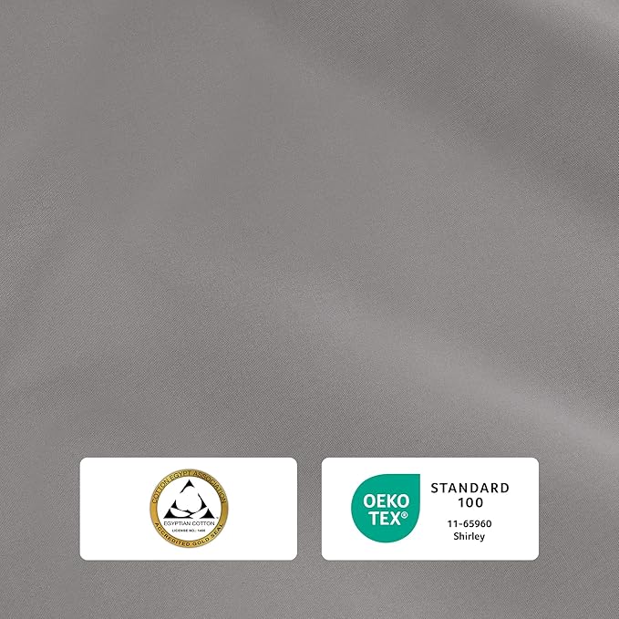IZOD 100% Egyptian Cotton Sheets Set Twin XL Size, Cotton Percale Crisp Sheet Set 3Pc, Deep Pocket fits Upto 17", Long-Staple Soft Combed, Hotel Style Luxury Bedding Sheet - Sterling Silver