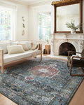 Loloi Margot Collection MAT-05 Ocean/Brick 2'-6" x 9'-6" Runner Rug feat. CloudPile, No-Shed Easy Clean Large Patterned Area Rug for Living Room, Bedroom, Dining Area