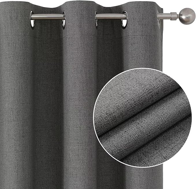 Joydeco Custom Dark Grey Textured Total Blackout Curtain for Bedroom and Living Room. Grommet Textured Thermal Insulated Room Darkening Curtain 1 Panel (Custom Size and Color)