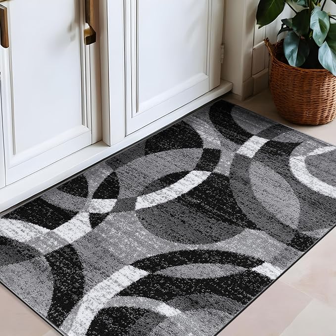 Rugshop Contemporary Abstract Circles Perfect for high Traffic Areas of Your Living Room,Bedroom,Home Office,Kitchen Area Rug 2'7" x 4' Gray