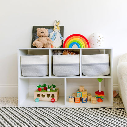 NaturalCozy Storage Cubes 9”x9”x7”Cotton Rope Woven Baskets for Organizing 3-Pack | 9 Inch Cube Storage Bin | Small Basket for Shelf Nursery, Pantry, Decorative Plant, Bathroom Closet, Toy Gift