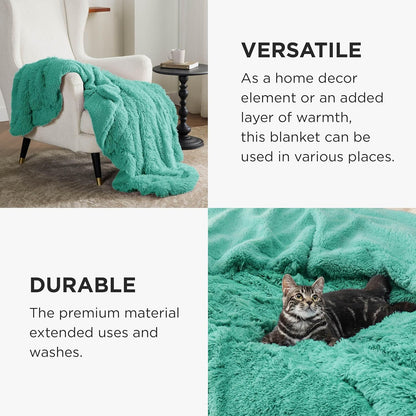 Bedsure GentleSoft Fluffy Aruba Blue King Size Blanket for Bed, Thick Soft Sherpa Faux Fur Fleece Bedding Fuzzy Plush Winter Warm Heavy Big Large King Blanket, Cozy Blue Gifts for Men Women, 108x90