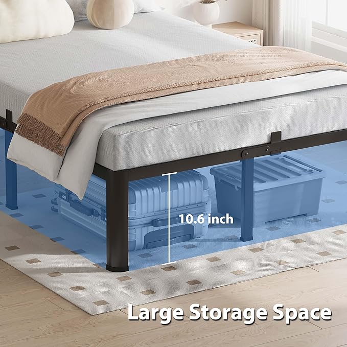12 Inch Twin Size Bed Frame, 3500Lbs Heavy Duty Metal Platform with Round Corner Legs Mattress Slide Stopper, Steel Slat Support No Box Spring Needed, Noise Free, Non-Slip, Easy Assembly
