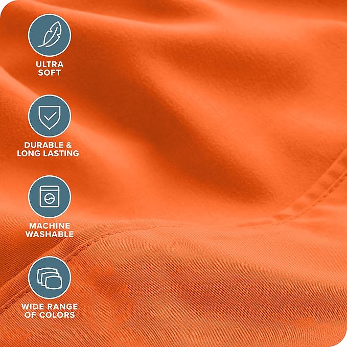 Bare Home Microfiber Sheet Set with Additional Pillowcase, Twin XL Orange