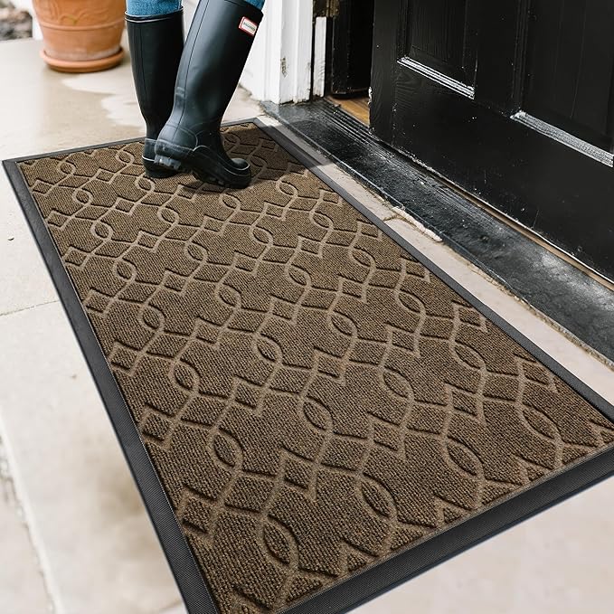 Yimobra Large Door Mat 47x24, All-Season Waterproof Doormat Outdoor Entrance, Heavy Duty Non-Slip Outside Door Mat for Garage Patio Proch Entryway Indoor, Easy Clean, Brown
