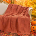 Amélie Home Checkered Chenille Knit Throw Blanket for Couch, Classic Texture Decorative Soft Blanket for Sofa, Chair & Bedroom, 50"x60", Burnt Orange