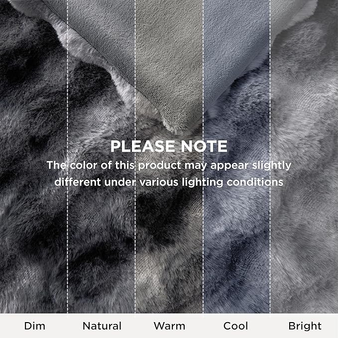 Bedsure GentleSoft Fluffy Faux Fur Throw Blanket, Fuzzy Soft Bubble Blanket for Couch, Faux Fur Decor for Home Bedroom Living Room, Thick Furry Cozy Gifts for Women, Tie-dye Grey, 50x60 Inch