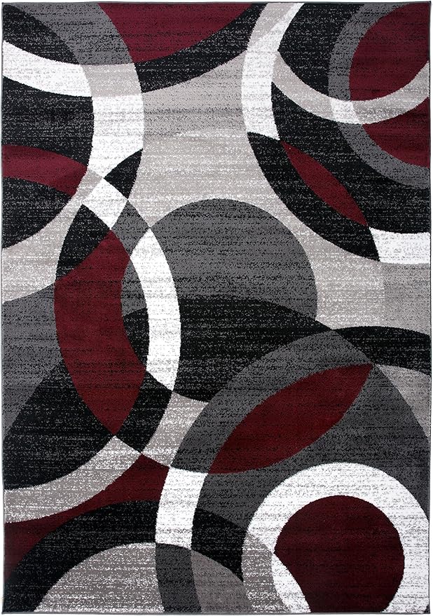 Rugshop Contemporary Abstract Circles Perfect for high Traffic Areas of Your Living Room,Bedroom,Home Office,Kitchen Area Rug 9' x 12' Red