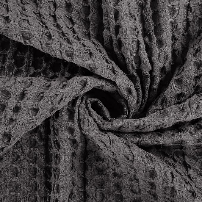 HILLFAIR 100% Cotton Blanket- 120"x120" XXL Oversized King Bed Blankets- Family Size 10 ft x 10 ft Big- Waffle Blankets- All Season Soft Breathable- Extra Large King Cotton Blanket for Bed- Grey