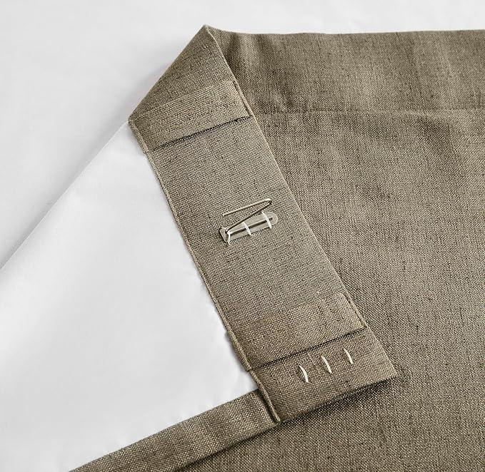 Vision Home Brown Linen Full Blackout Curtains 90 inch Long for Bedroom Living Room Darkening Soundproof Window Panels Thermal Insulated Rod Pocket Back Tab Neutral Drapes 56" Wx90 Lx2