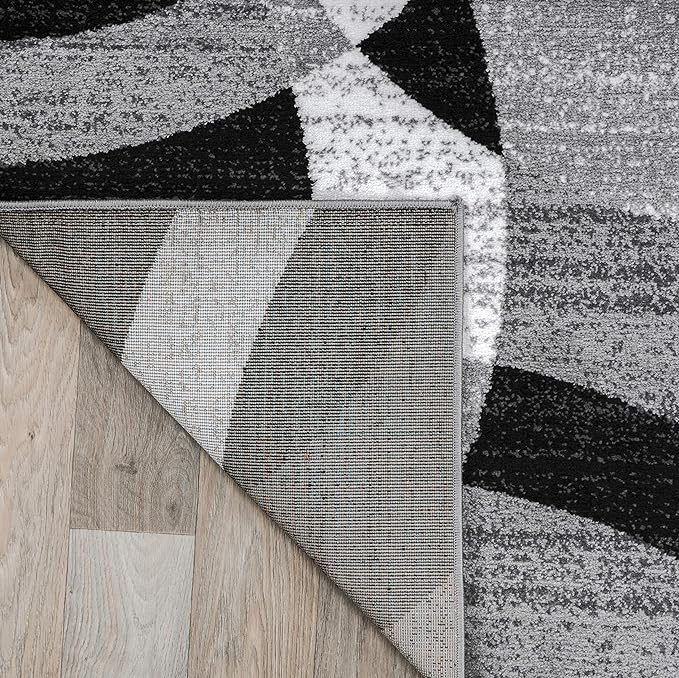 Rugshop Gray Modern Geometric Area Rug, Abstract Circles, High-Traffic, Non-Shedding, for Bedroom, Home Office and Small Living Room, 3'3" x 5'